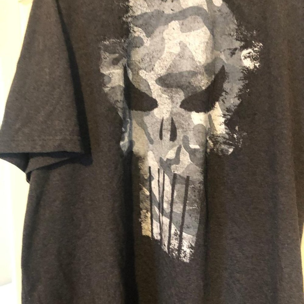 The Punisher Marvel Comics B&W Camo Skull T Shirt
